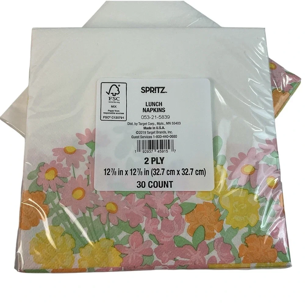 Spritz Floral Lunch Napkins 2 Pack 30 Ct Each Cream Ivory‎ Spring Party